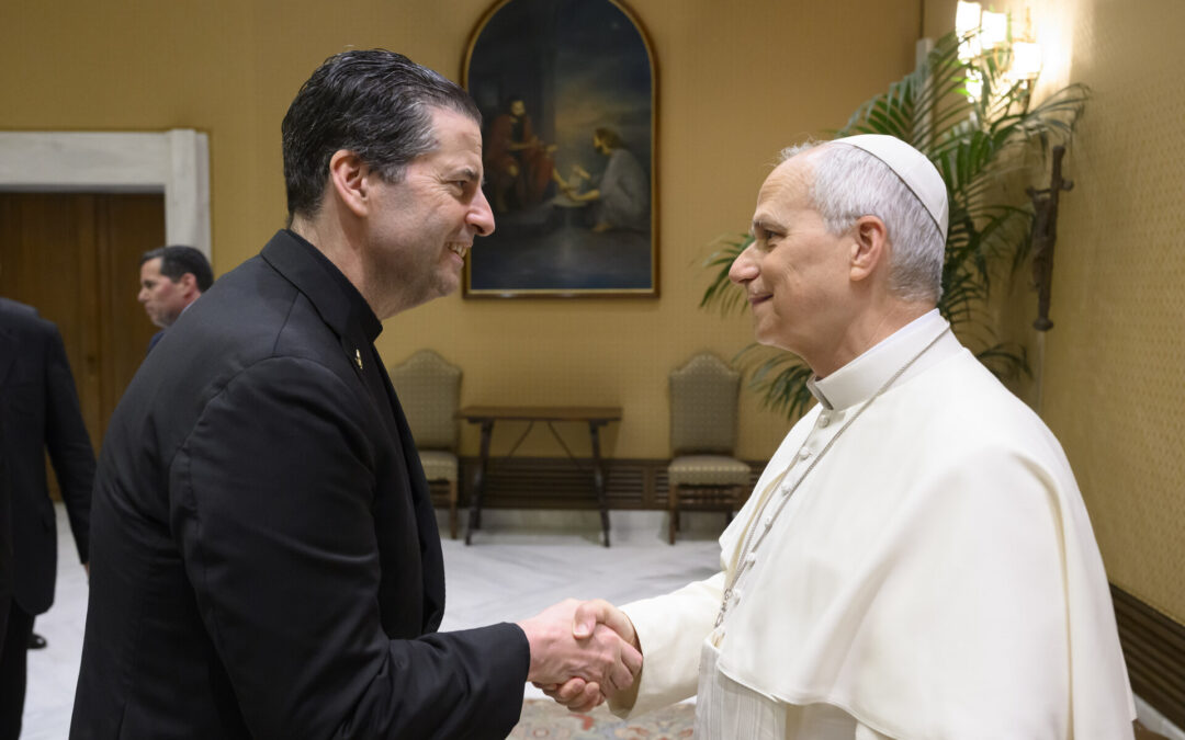 Pope Leo XIV meets with Niagara University President Fr. James Maher, CM, and other Catholic higher education leaders